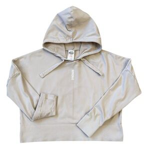 New Gymshark Pause Crop Seamless Stretch Training Hoodie Gray/Taupe Ribbed Small